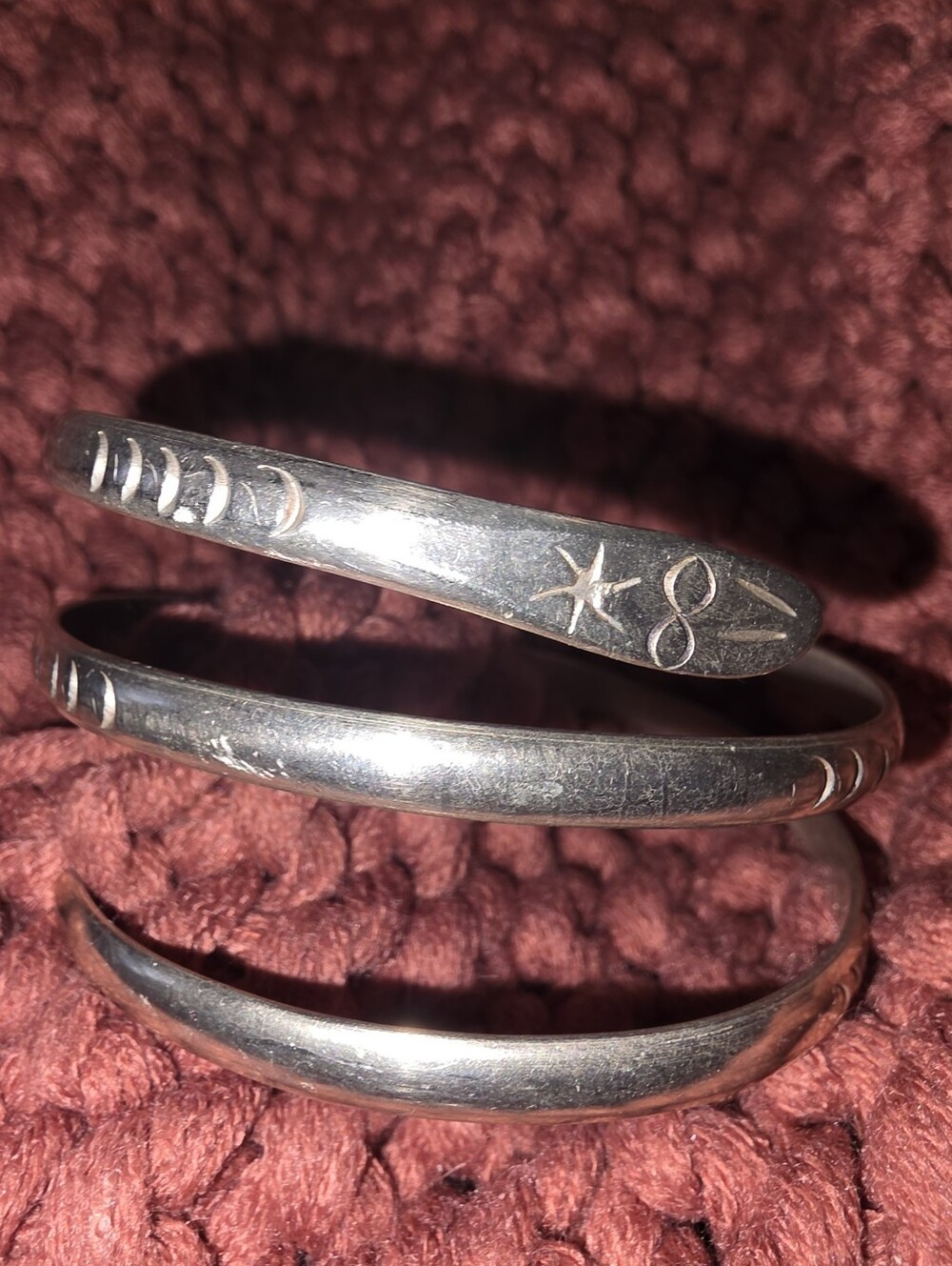 Sterling Silver Bangle Snake Celestial Wrap Bracelet - Stamped Mexico